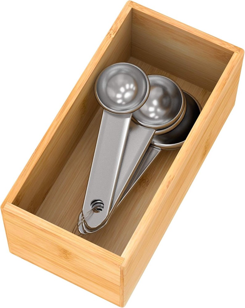 Bamboo Kitchen Utensil Organizer 6x3x2.5 Inch Drawer Tray