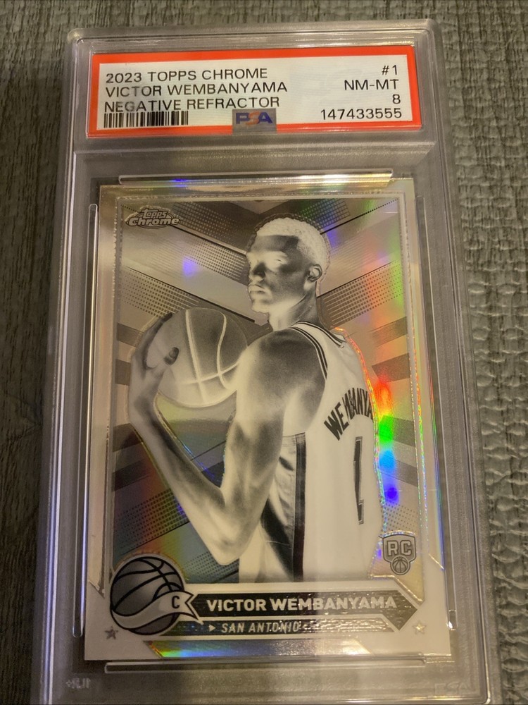 Victor Wembanyama 2023 Topps Chrome RC #1 Negative Refractor PSA 8 NM-MT  Spurs