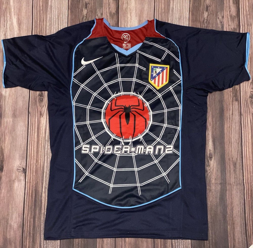 Atletico Madrid 2004-05 Away Spider-Man 2 Soccer Football Jersey Nike Men’s Sz L