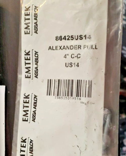 EMTEK Alexander 4-Inch Polished Nickel Center-to-Center Pull 86425 US14