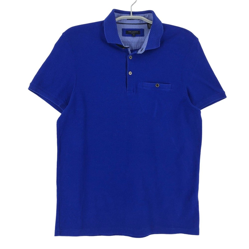 TED BAKER London Polo Neck T-Shirt Regular Blue Men Size 4 - L