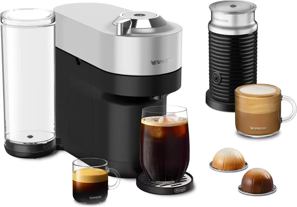 Nespresso Vertuo Pop+ Deluxe by De'Longhi with Aeroccino, Silver ENV95SAE