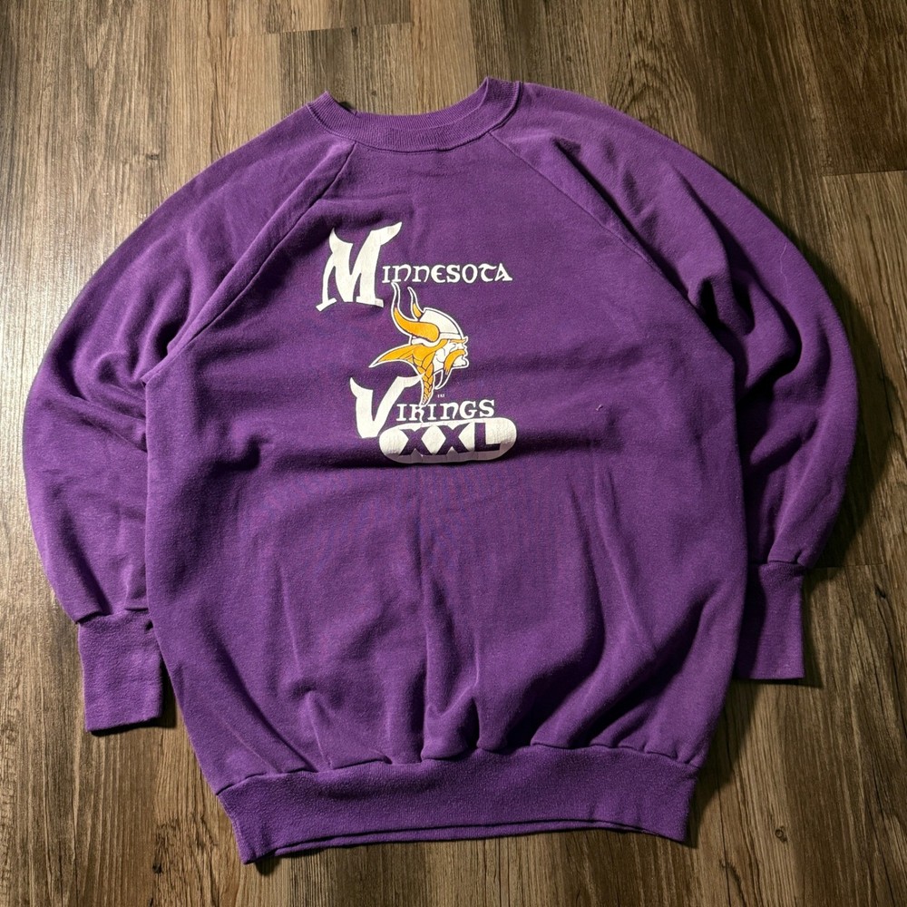 1991 Vintage Minnesota Vikings NFL Football Crewneck Sweatshirt XXL Purple Logo