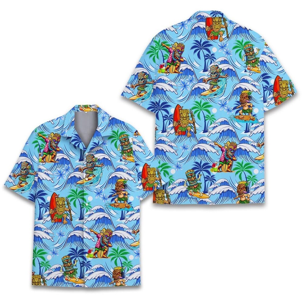Tropical Tiki Hawaiian Shirt , Button Down Full Size S-5XL