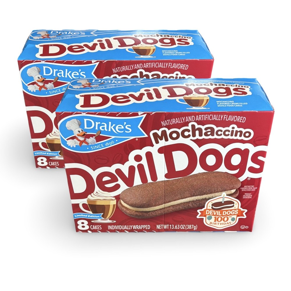 Drake's Mochaccino Devil Dogs – 2 Boxes | Limited Flavor Chocolate Snack Cake Sa