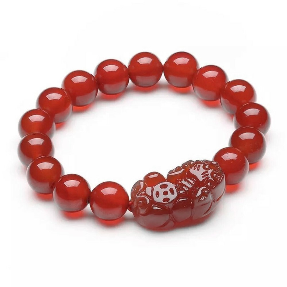 Feng Shui Handmade Red Agate Pi Yao / Pi Xiu Xie bracelet amulet for Wealth