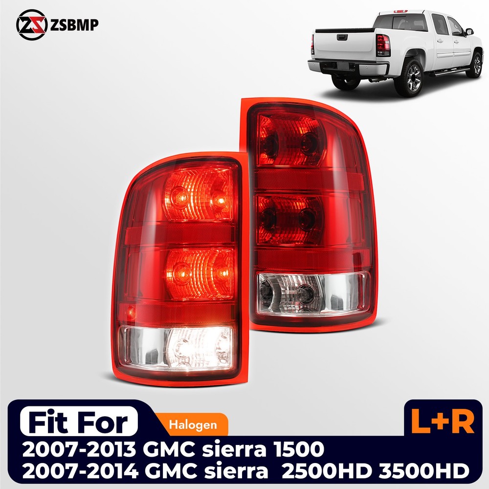 Pair Halogen Tail Light For 2007-2013 GMC Sierra 1500 2500HD 3500HD Left + Right