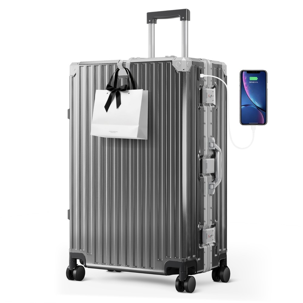 Luggage Aluminum Frame Liggage Hard Shell Suitcase w/ Spinner Wheel TSA Lock