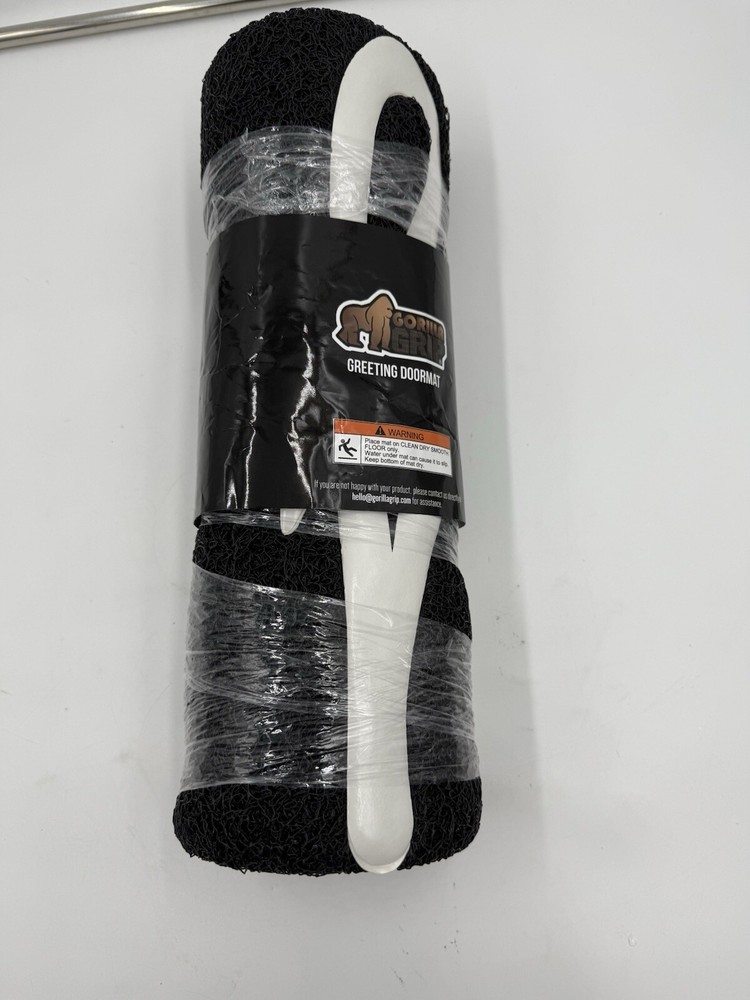 Gorilla Grip 36x24 Mesh All Weather Hello Doormat Black White
