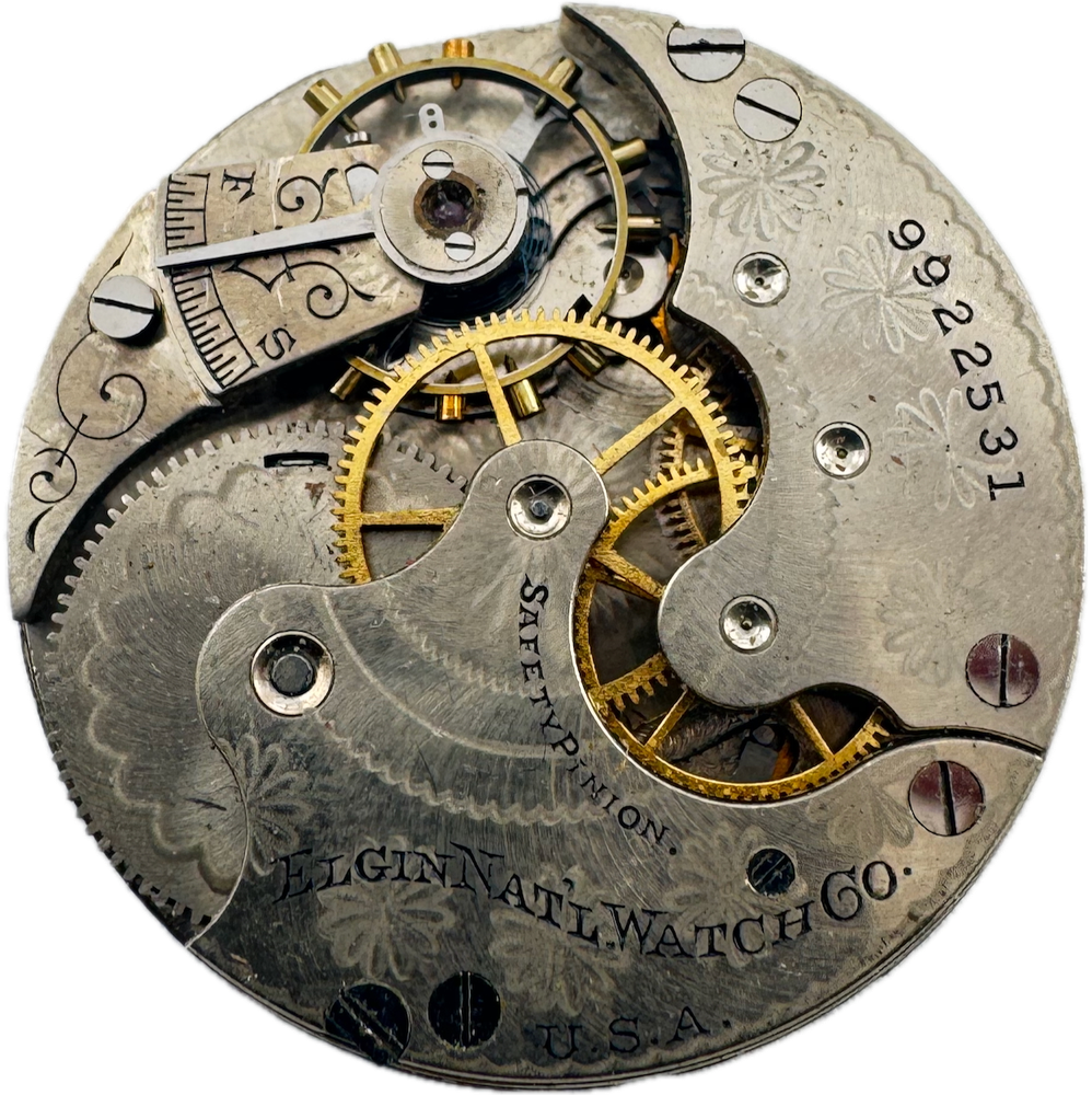 Antique 1903 Elgin 7 Jewel Hunter Pocket Watch Movement 6s 206 USA