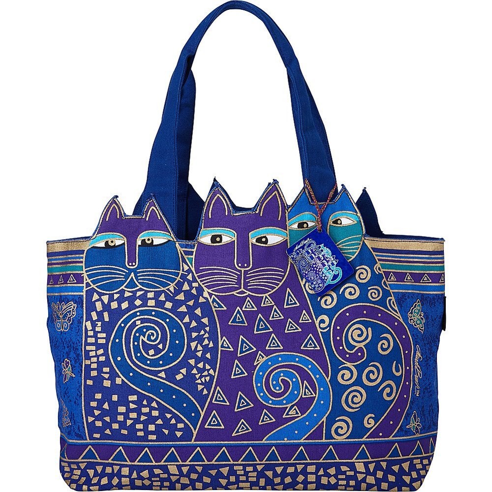 Large Indigo Blue Cats Cutout Shoulder Tote