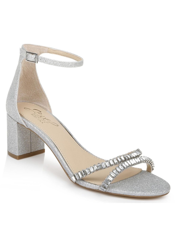 JEWEL BADGLEY MISCHKA Womens Silver Joanne Open Toe Block Heel Heeled Sandal 8 M