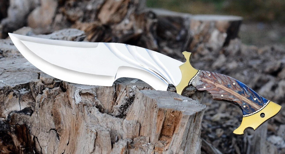 Custom Handmade D2 Steel Tactical Bowie Hunting Knife with Sheath