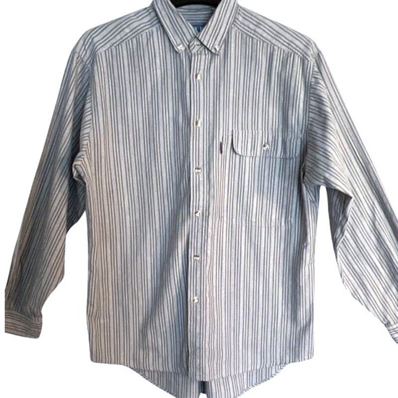 Levis Shirt Mens Size M Long Sleeve Blue Stripe Button Down Collar Pocket Logo