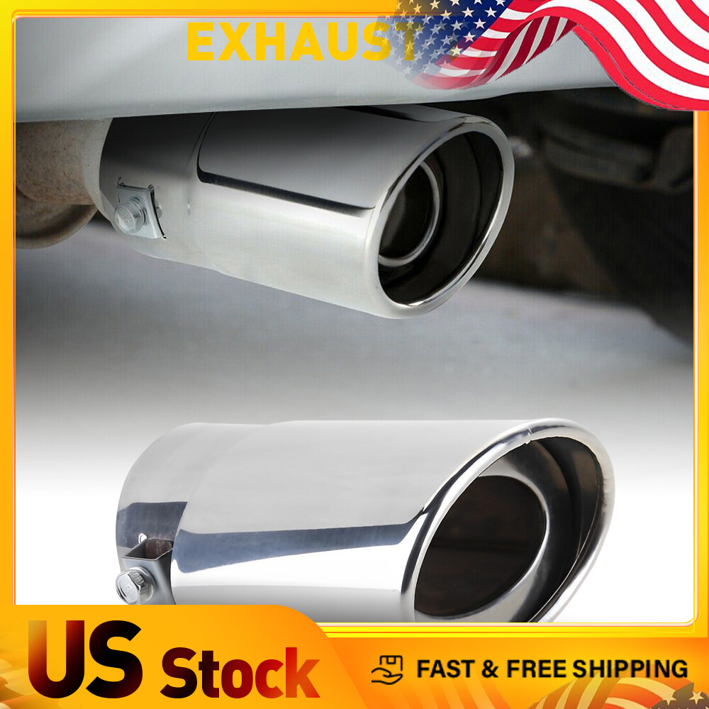 Car Chrome Rear Exhaust Pipe Tip Muffler Tail Round Accessories Stainless Steel