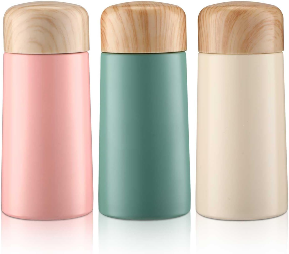 3 Pack 5oz Mini Stainless Steel Tumbler with Wood Lid Travel Mug