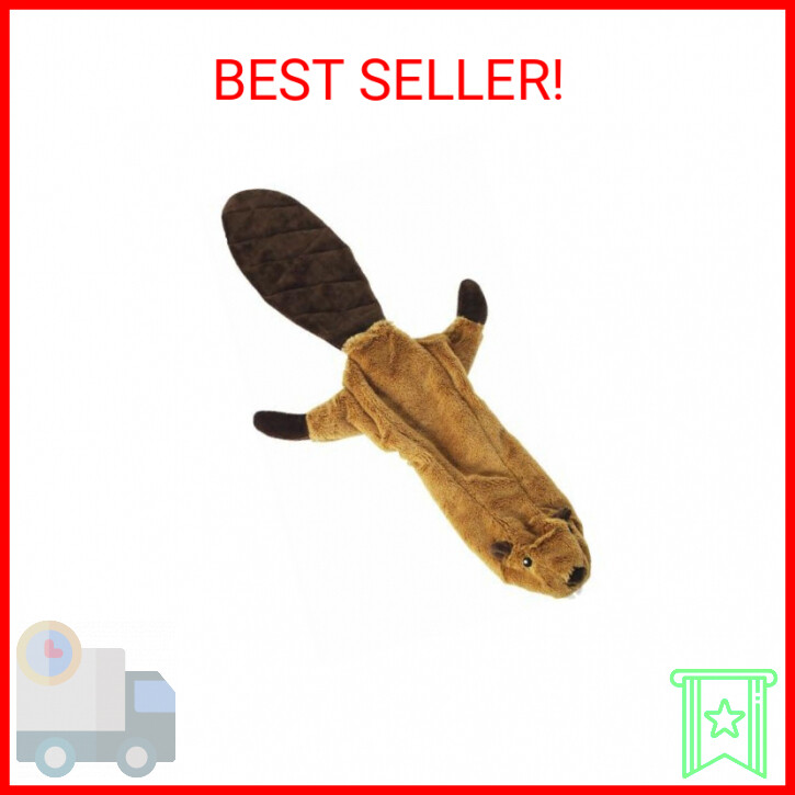 SPOT Skinneeez Stuffless Dog Toy with Squeaker | Plush Tug of War Beaver Squeak