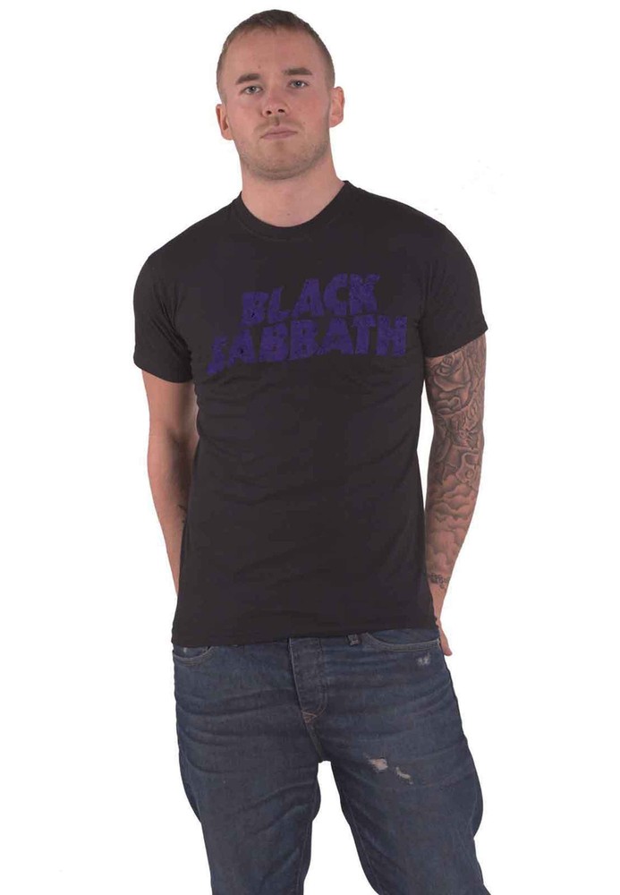 Black Sabbath Vintage Wavy Logo Unisex Band T-Shirt Official Black Size
