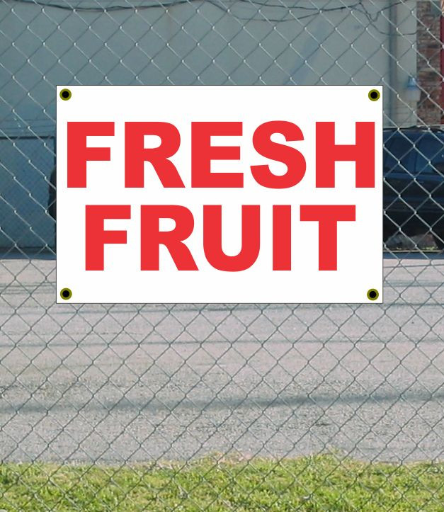 2x3 FRSH FRUIT Red White Banner Sign Discount Size Price Free Shipping