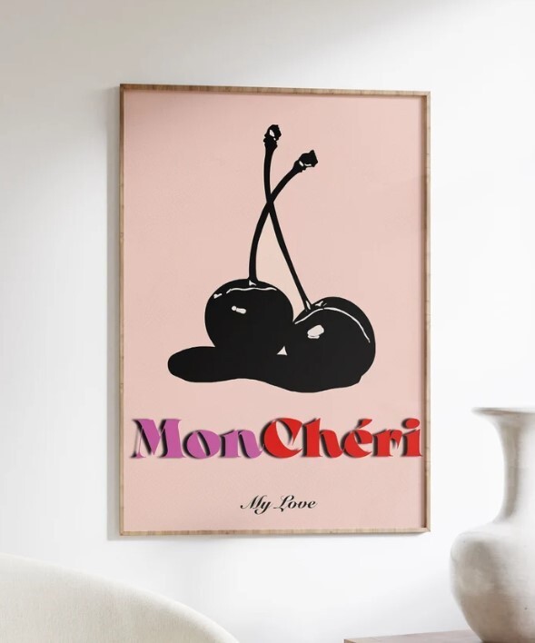 Retro 70s Psychedelic Cherry Wall Art Print Poster