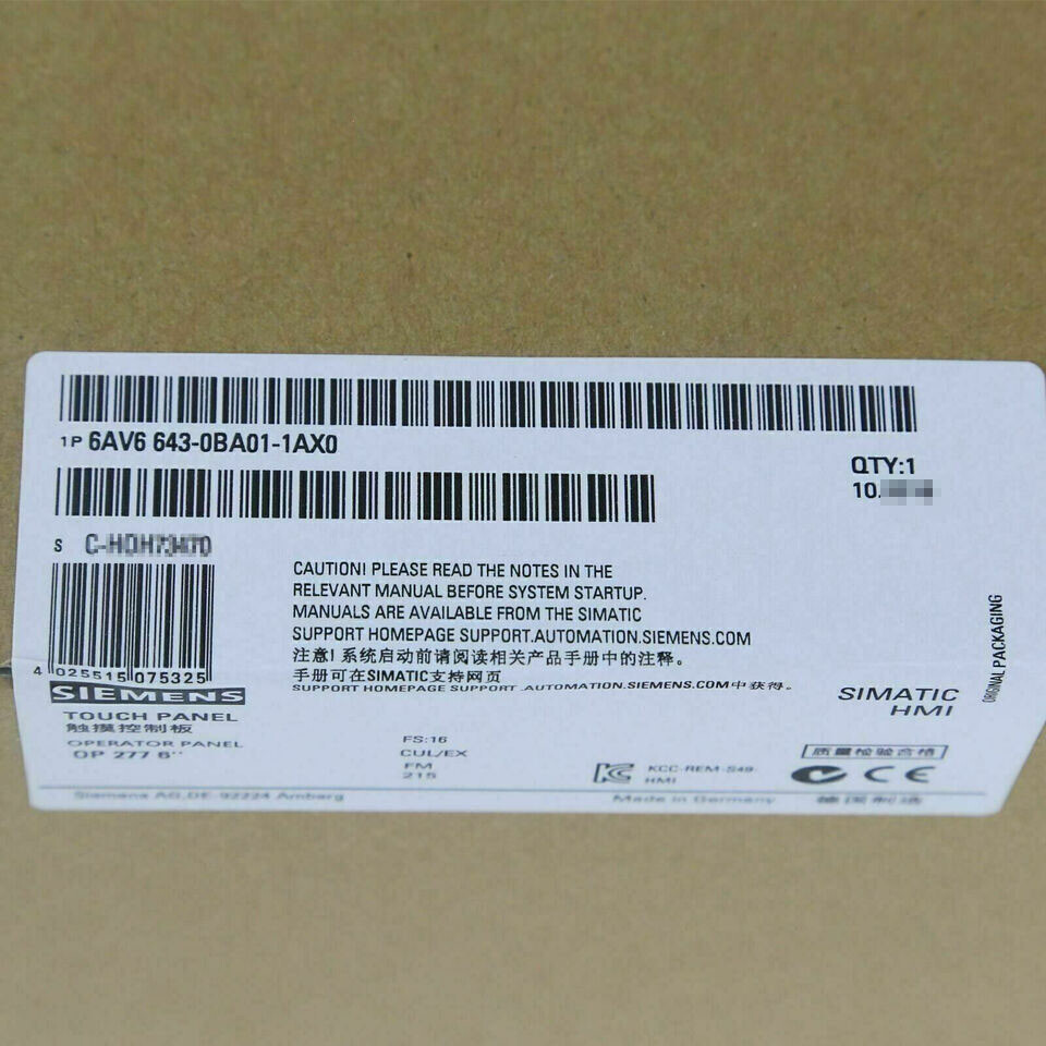 Siemens 6AV6643-0BA01-1AX0 SIMATIC TOUCH PANEL 6AV66430BA011AX0