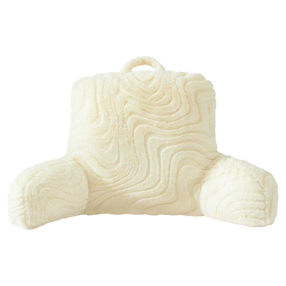 Urban Shop 32 Inch Cream Groovy Backrest Bed Pillow for Comfort