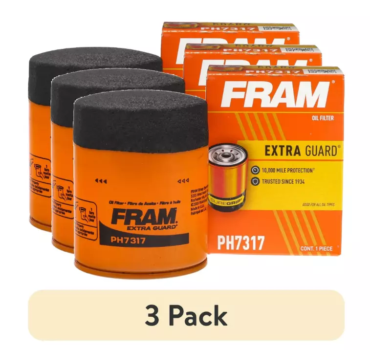 (3-Pack) FRAM Extra Guard PH7317 Oil Filter, 10K Mile Protection, High-Performance Replacement