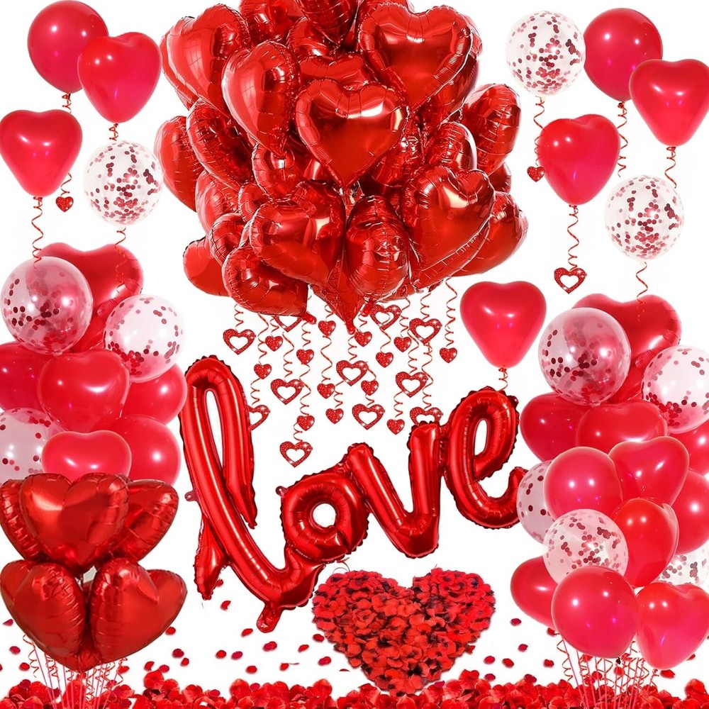 Red Latex Balloons & Heart Hanging Decor for Valentine's Day - Free Shipping