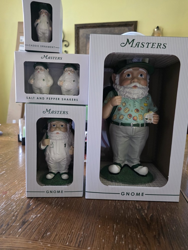 2025 Masters Gnome , Mini Gnome, Ornament Gnome And Salt And Pepper Gnome Set
