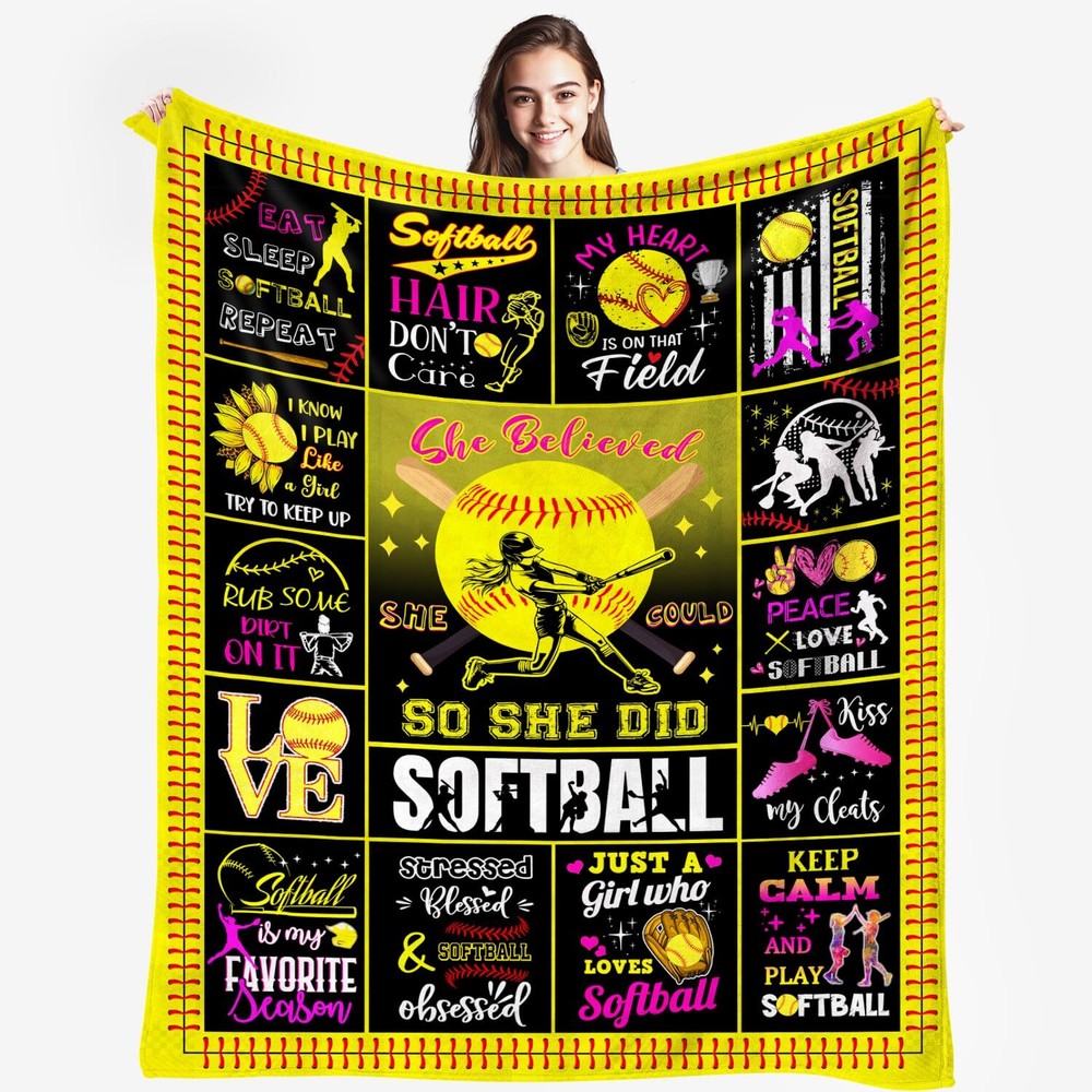 Softball Blanket Gifts Softball Gifts for Girls Softball Accessories for Girl