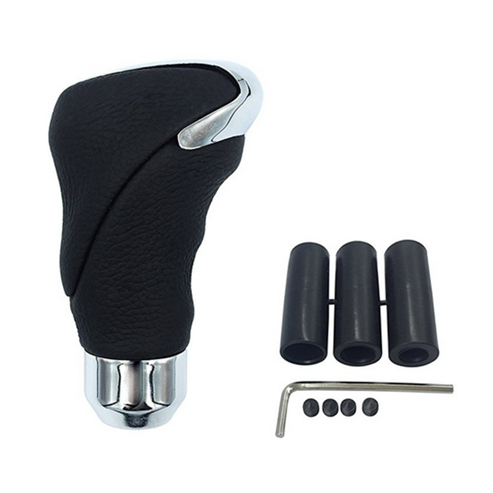 Leather/Metal Car Automatic Gear Stick Shift Knob Shifter Lever With 3 Adapters
