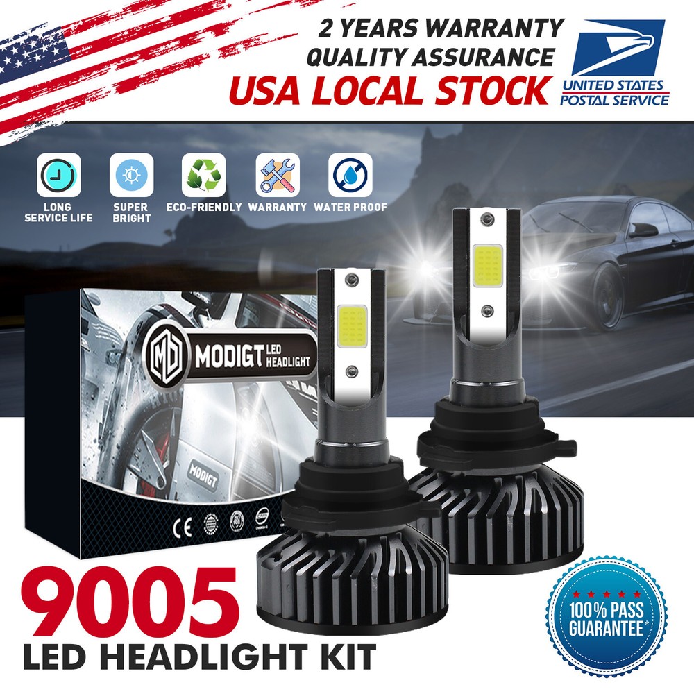 9005 LED Headlight Bulbs 240W 30000LM Super Bright White High Low Beam 2 Pack  