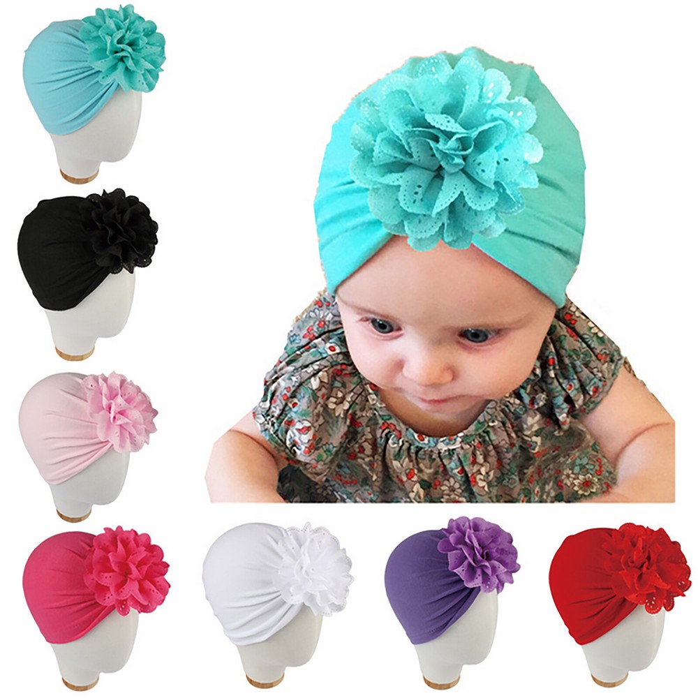 Newborn Baby Girl Boy Knot Flower Turban Cap Head Wrap Beanie Hat Cute Headband