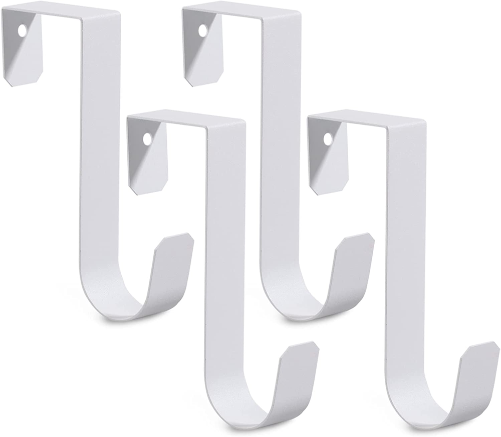 4 Pack over the Door Hooks, Sturdy Metal Single White Door Hanger Hooks for Hang