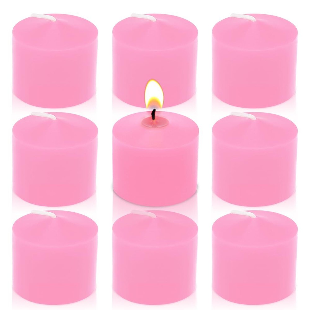 Pink Unscented Votive Candles 9-Pack for Valentine's Day & Dinner Decor