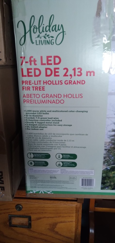 CHRISTMAS TREE 7 FT. PRE -LIT GRAND HOLLIS FUR TREE 51 IN. DIAMETER USED