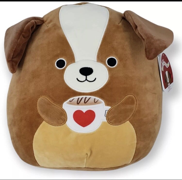 Squishmallows Official Kellytoy 16 Inch, Bernie St Bernard Dog Valentines Latte