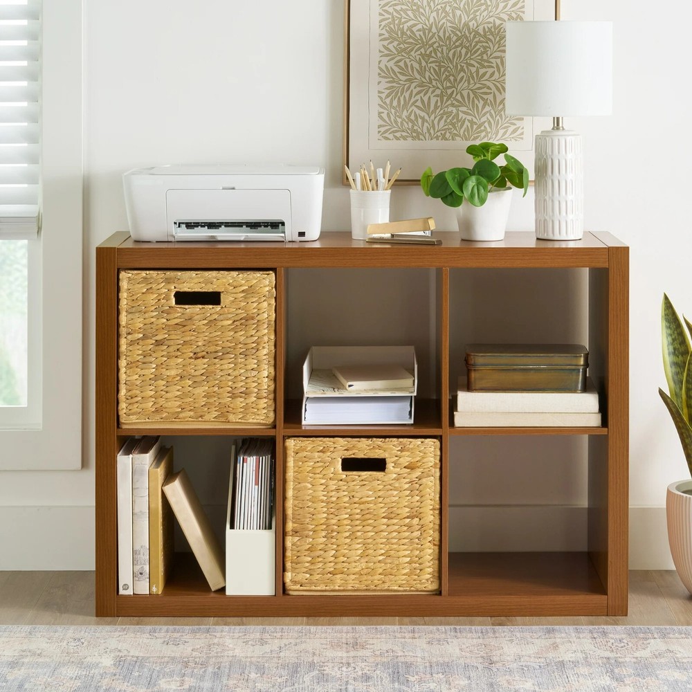 Better Homes & Gardens 6-Cube Storage Organizer, Honey Finish