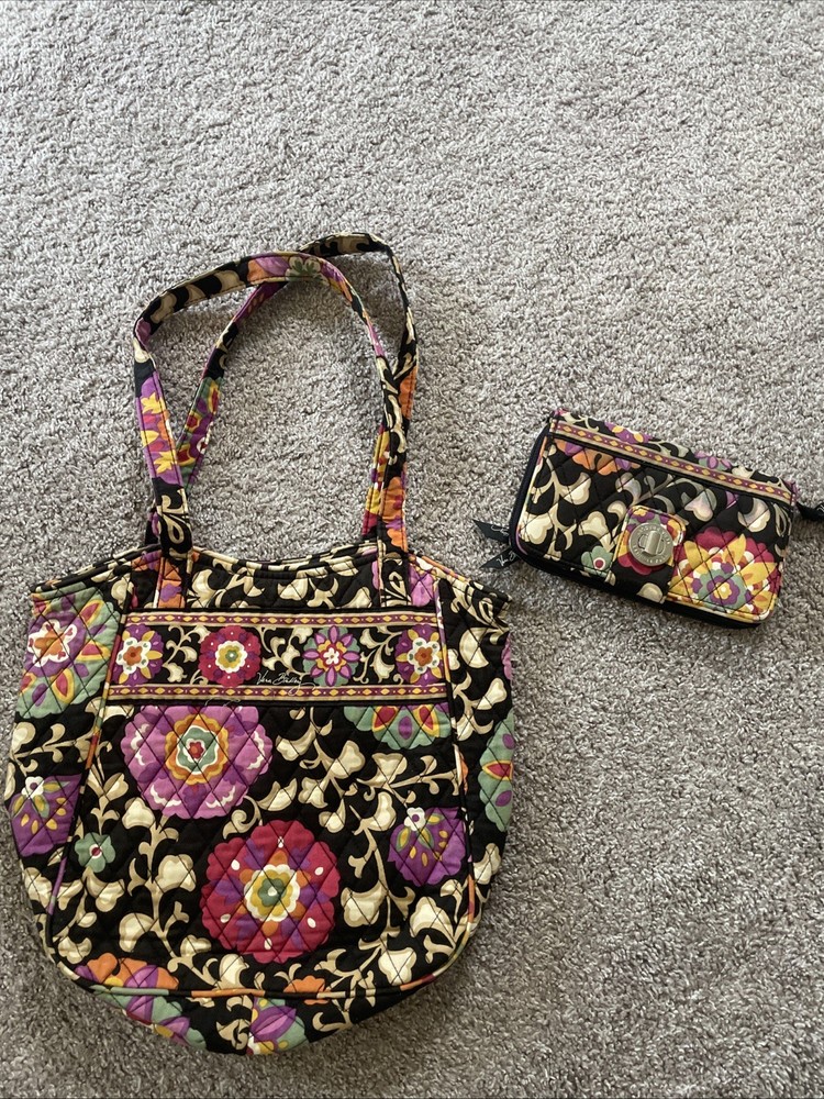 Vera Bradley Women's Floral Medium Shoulder Bag With Matching Wallet