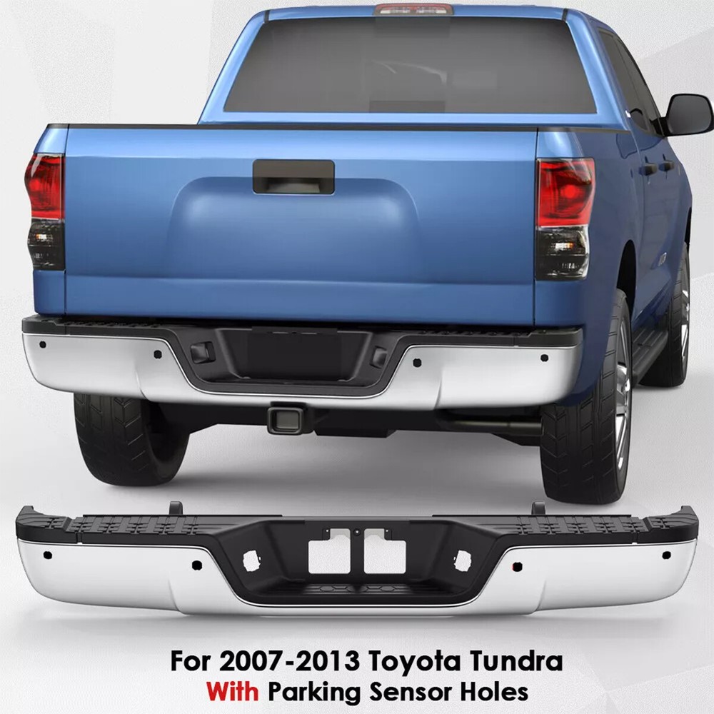 Steel Rear Step Bumper Assembly For 2007-2013 Toyota Tundra W/ Park Hole Chrome