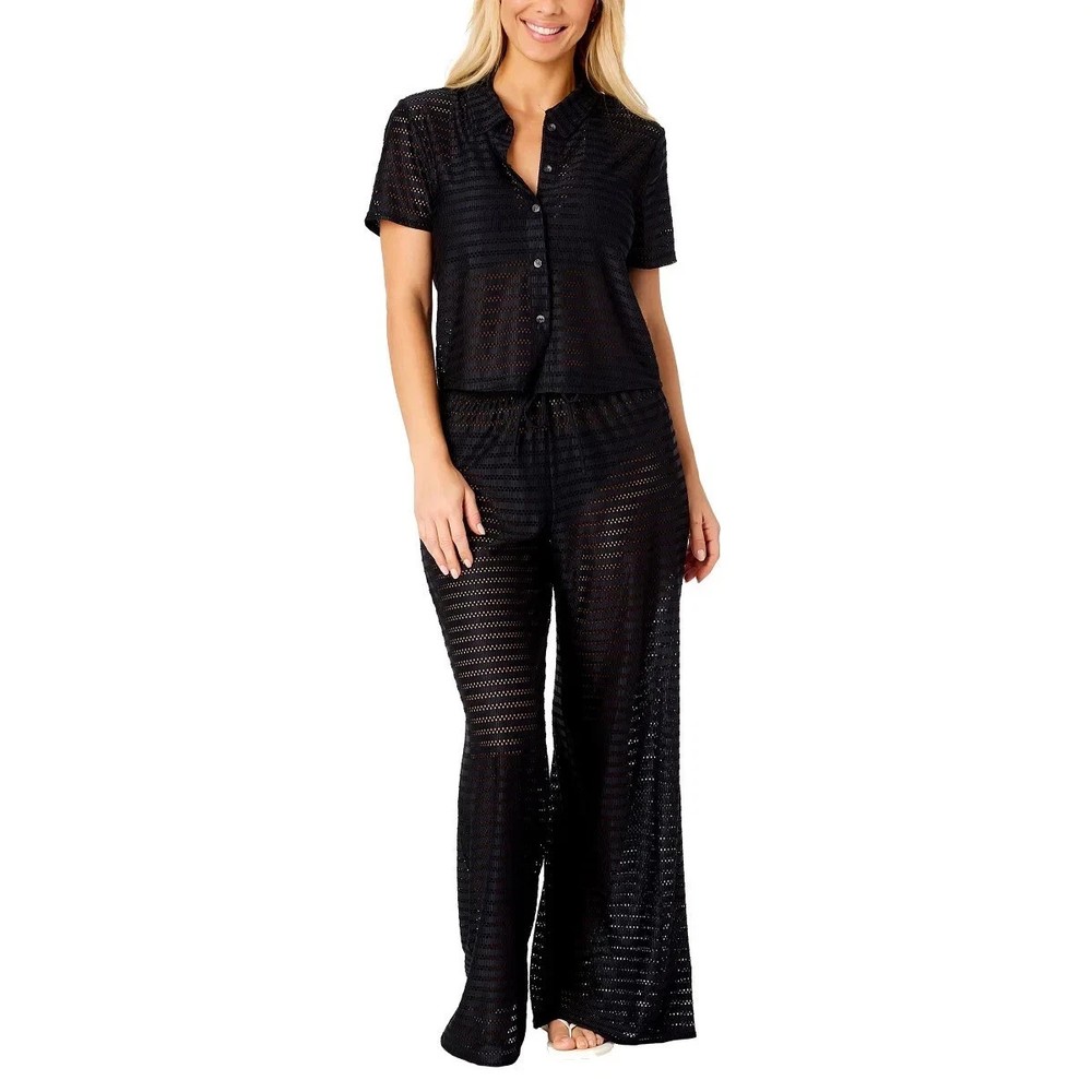 Hurley Women's 2-Peice Lightweight Swim Cover Up Set, Black, Size S