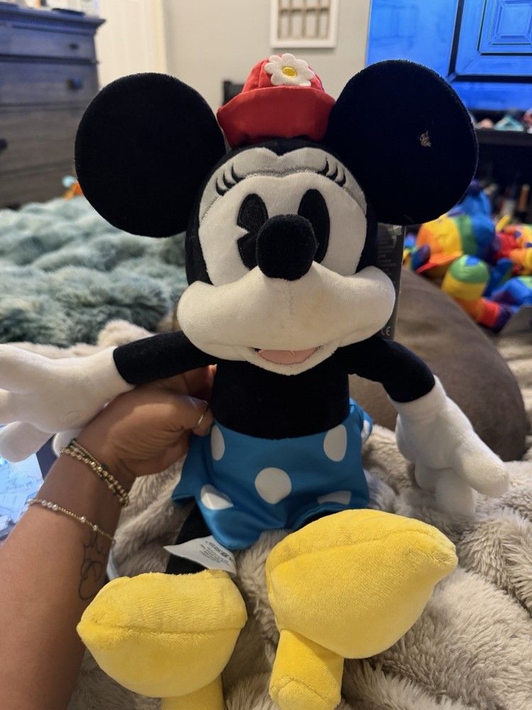 Disney Store Minnie Mouse Classic Vintage Blue Dress BIG Plush Toy Doll 18