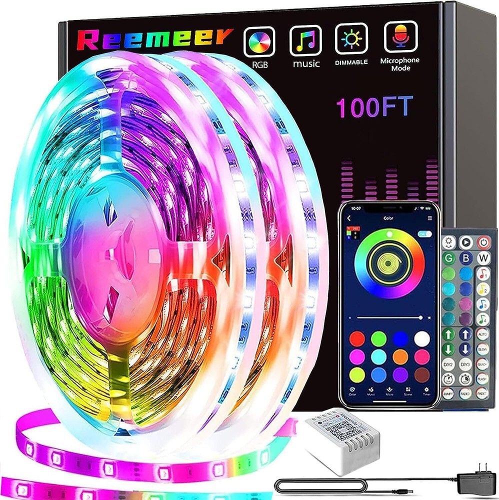 100ft Smart RGB LED Lights with APP Control in 2 Rolls of 50ft
