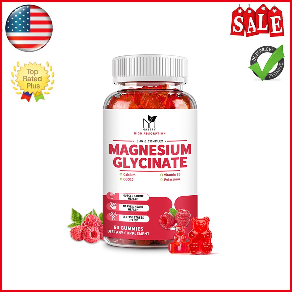 Magnesium Glycinate Gummies w/ Vitamin D, B6 CoQ10 for Calm Mood & Sleep Support