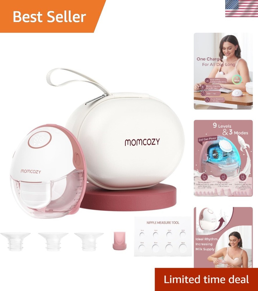 Hands-Free Mobile Breast Pump M6 in Cozy Red with 3 Modes & 9 Levels for Comfortable Pumping