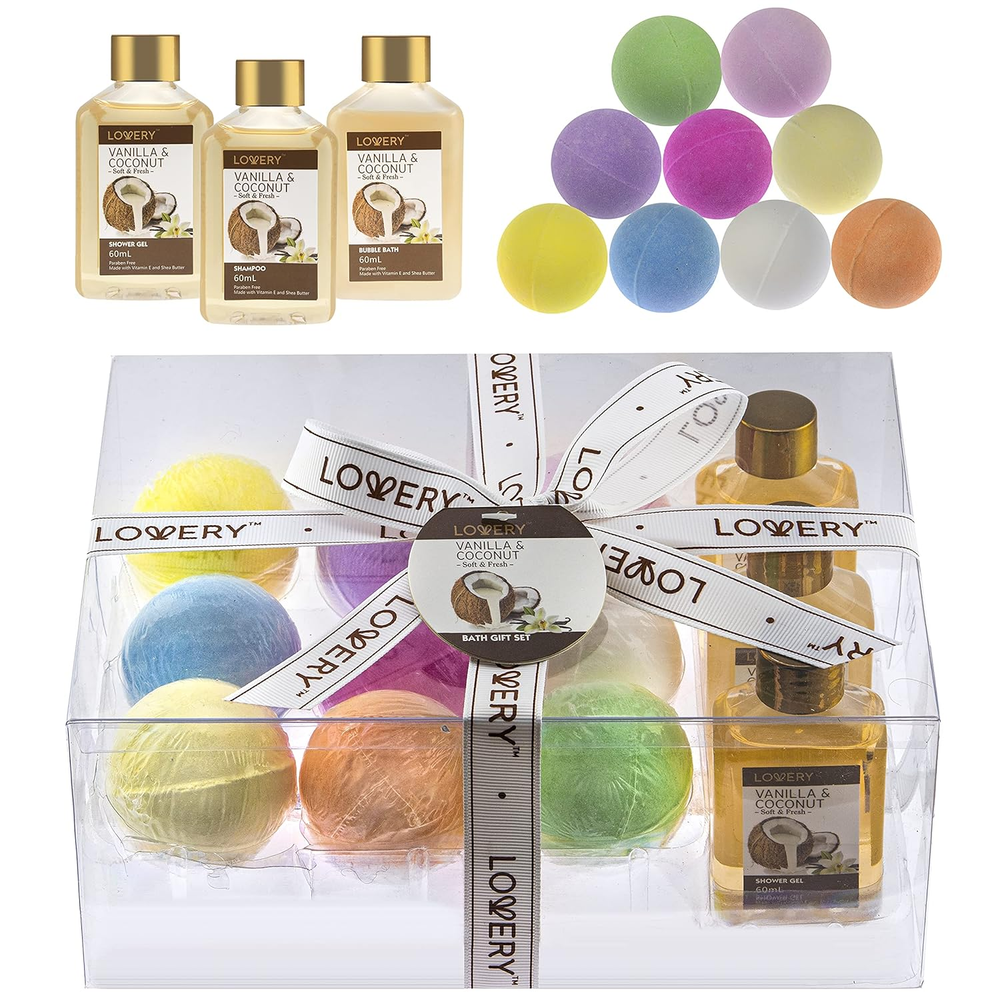 Valentines Day Gifts for Her. Bath Bombs Gift Set - Home Spa Set with Vanilla Co-image