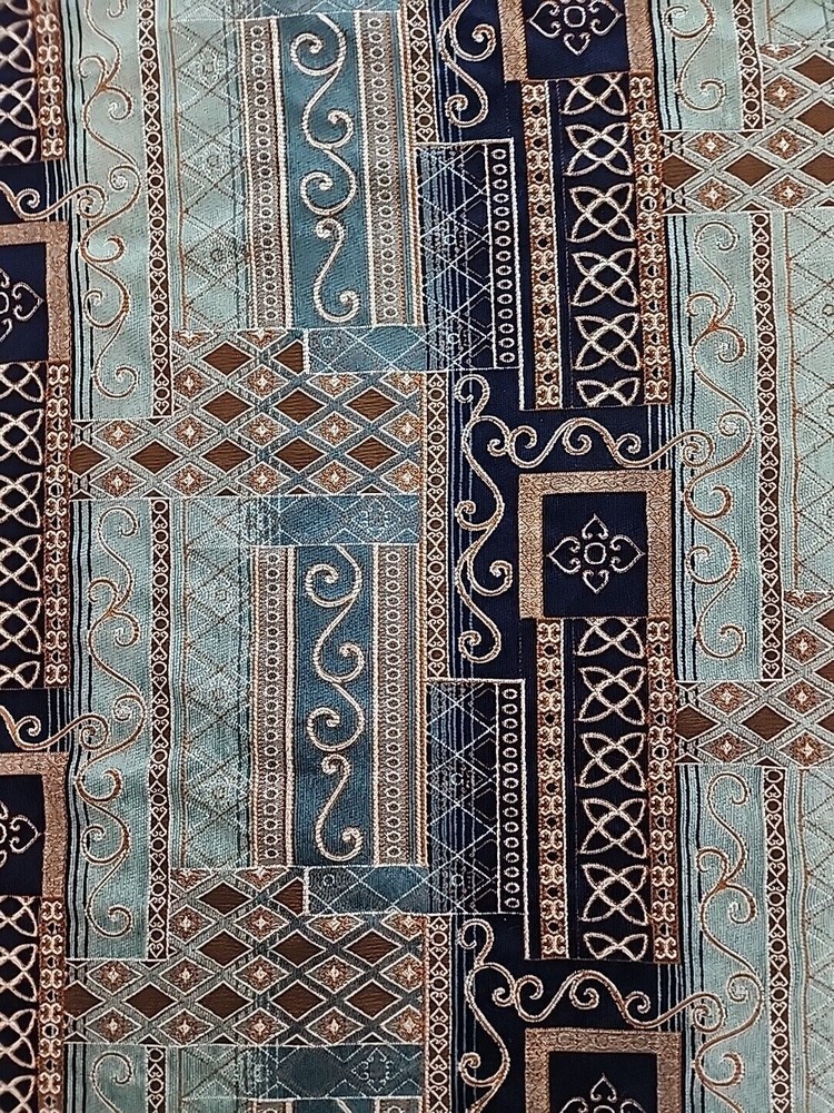 Upholstery Fabric Velour 4½Yds Blue Gold Renaissance Victorian Chair Seat Covers