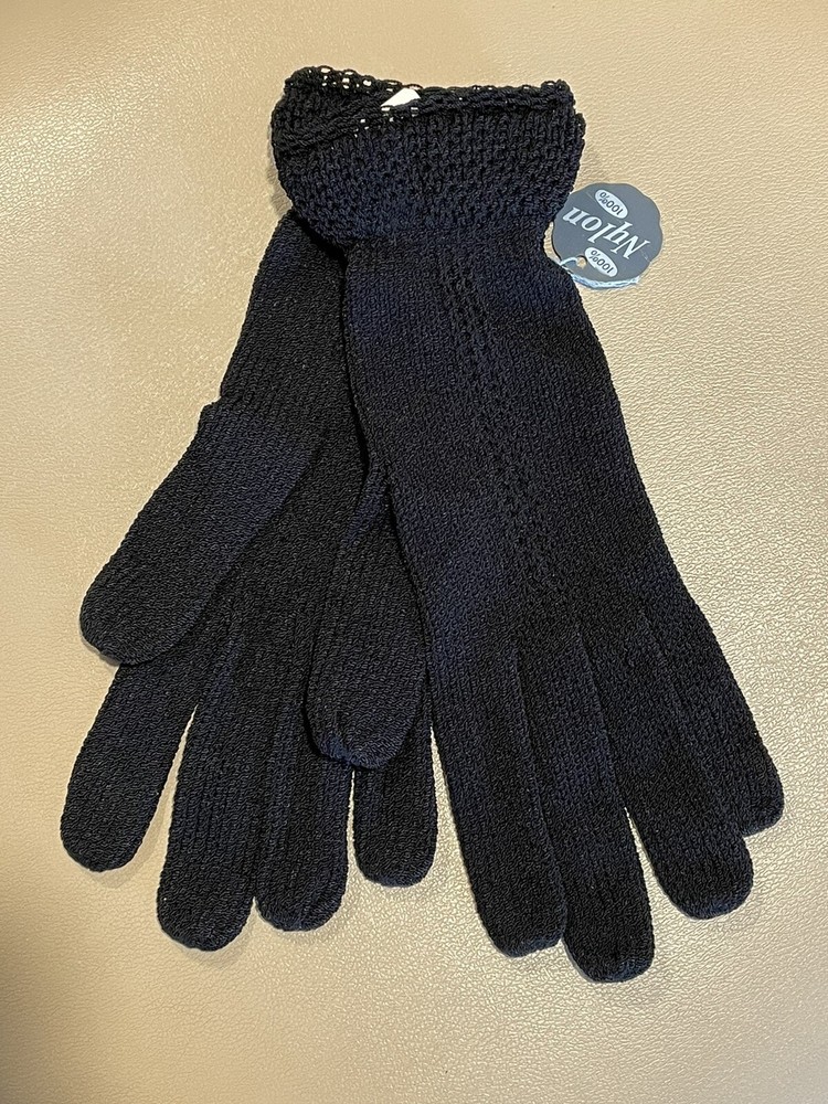 Vintage Hansen Black Stretch Mesh Fashion Gloves Womens Medium NEW