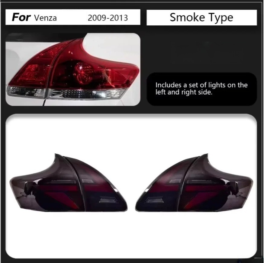 Fits Toyota Venza 2009-2013 Rear Tail Light LED Projector DRL Black Set 2Pcs