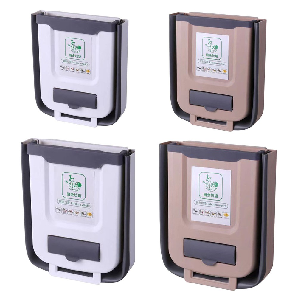 Folding Kitchen Trash Can Storage Box Hanging Trash Can for Kitchen Cabinet Door